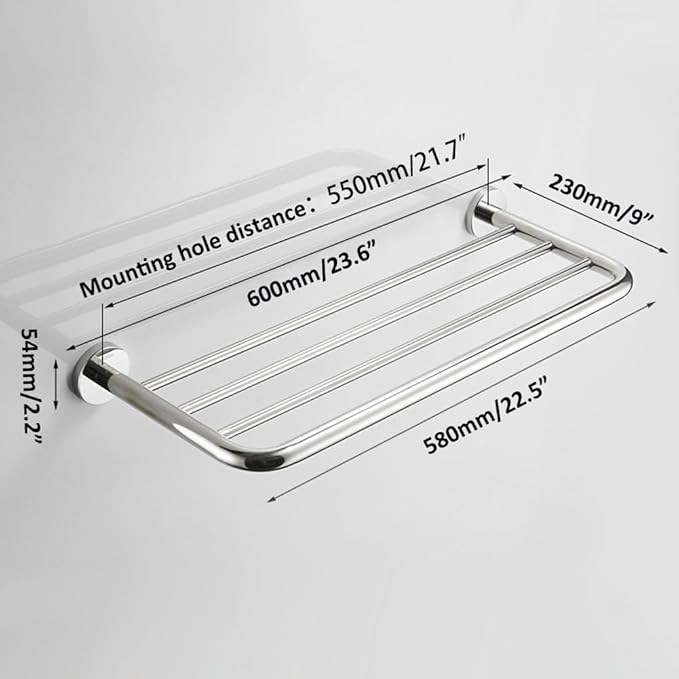 Hotel Towel Racks for Bathroom Wall Mounted, 24 Inch Towel Shelf for Bathroom, 2-Tier Bathroom Towel Rack, Polished Chrome
