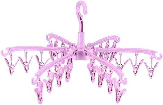 Foldable Drying Rack Drip Hanger, Portable Underwear Hangers Hanging Drying Rack, Folding Rotatable Sock Drying Rack for Drying Socks Lingerie Baby Clothes Drying Towels (Pink)