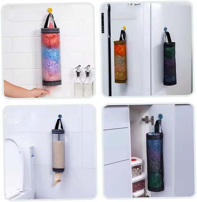 Plastic Bag Holder, 3Pcs Hanging Trash Bag Dispenser, Garbage Storage Organizer for Home Kitchen Under Sink