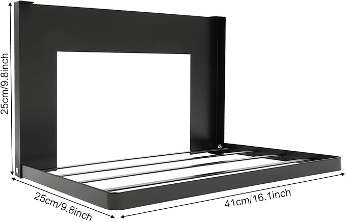 Magnetic Folding Shelf, Magnetic Multi-Purpose Organizer Shelf Magnet Rack Mount on Washing Machine or Fridge, Durable Folding Rack for Laundry Room, Bathroom, Kitchen (Black)
