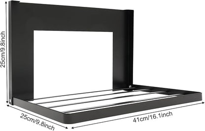 Magnetic Folding Shelf, Magnetic Multi-Purpose Organizer Shelf Magnet Rack Mount on Washing Machine or Fridge, Durable Folding Rack for Laundry Room, Bathroom, Kitchen (Black)