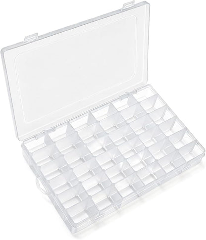 IOOLEEM 36 Grids Plastic Bead Organizer Box, Adjustable Dividers, Sewing storage, Organizer Container Storage Box, Dividers for bead arts and crafts.