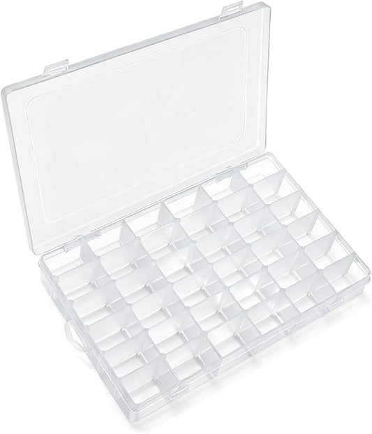 IOOLEEM 36 Grids Plastic Bead Organizer Box, Adjustable Dividers, Sewing storage, Organizer Container Storage Box, Dividers for bead arts and crafts.
