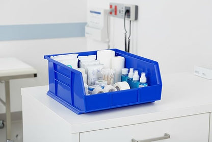 Hudson Exchange 11" x 11" x 5" (3 Pack) Plastic Stackable Storage Bin and Hanging Container, Blue
