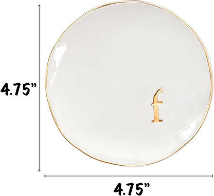 COLLECTIVE HOME - Ceramic Jewelry Tray, Decorative Trinket Dish for Rings Earrings Necklaces Bracelet Watch Keys, Birthday Mother's Day Christmas Gift for Women, 4.75", Glossy (f)