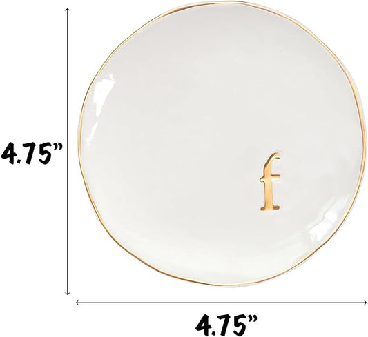 COLLECTIVE HOME - Ceramic Jewelry Tray, Decorative Trinket Dish for Rings Earrings Necklaces Bracelet Watch Keys, Birthday Mother's Day Christmas Gift for Women, 4.75", Glossy (f)