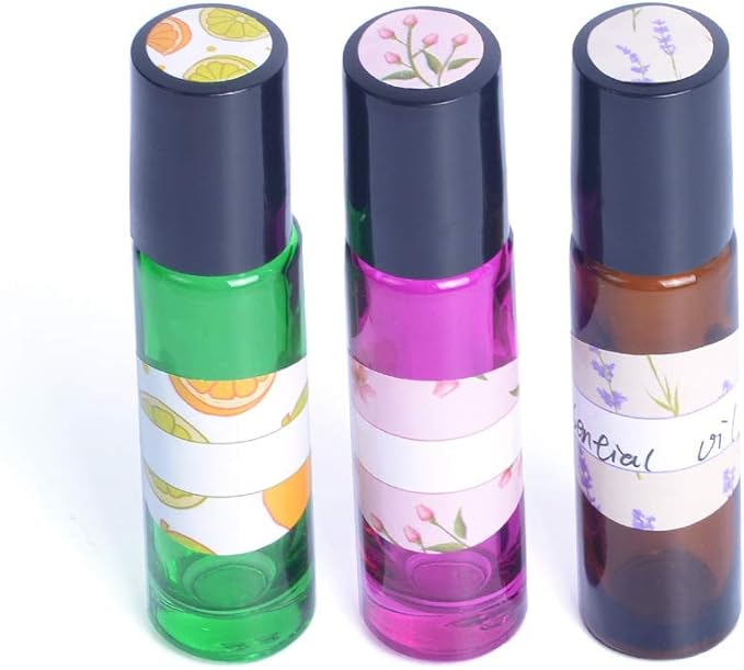 Essential Oil Labels Stickers for Bottles Round Chapstick Labels for Tubes Plant Pattern Botanical Aesthetic Label Sticker