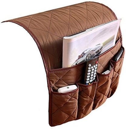 IPENNY Couch Sofa Armrest Organiser Chair TV Remote Holder Bed Storage Pocket Bag for Cellphone Tablet Notepad Book Magazines DVD Eyewears Drinker Snacks Holder Pouch