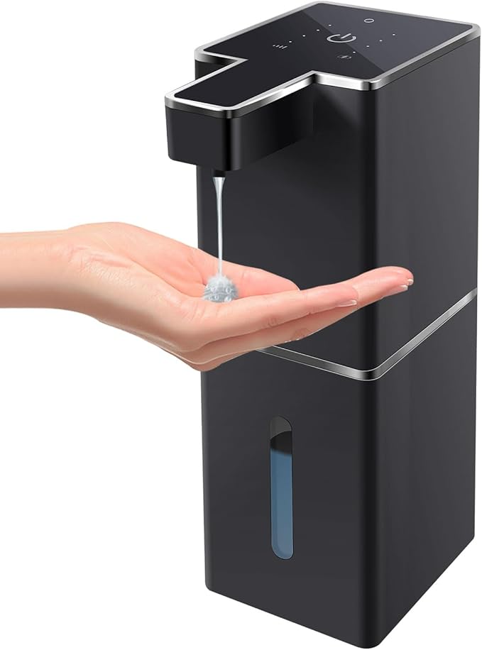JEMISUN Automatic Liquid Soap Dispenser Touchless Soap Dispenser 380ml/12.8oz Rechargeable, Wall Mounted,4 Levels Adjustable Auto Soap Pump for Bathroom Kitchen Dish Soap