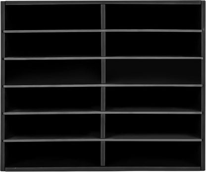 Gdrasuya10 12 Compartments Literature Organizer Adjustable File Sorter Organizer Desktop Document Storage Shelves Classroom Mailbox Office Paper Storage Holder Literature Sorter Cabinet