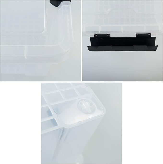 Minekkyes 50 Quart Clear Storage Containers with Lid/Wheels, Large Rolling Stackable Box, 4 Packs