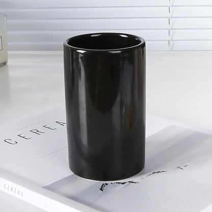 AHUDKKY Black Ceramic Toothbrush Holders, Electric Toothbrush Holder for Toothbrushes and Toothpaste,Elegant Bathroom Toothbrush Cup(300ml)