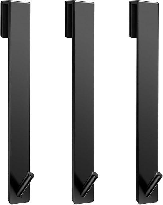 Kontoyo Shower Door Hooks(10 Inch),Extended Over Door Hooks for Bathroom Frameless Glass Shower Door,Stainless Steel Towel Hooks,Heavy Duty Rack Hooks for Robe,Towel-3 Pack-Black