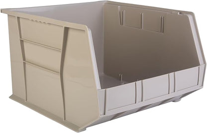 Hudson Exchange 18" x 16.5" x 11" (3 Pack) Plastic Stackable Storage Bin and Hanging Container, Stone