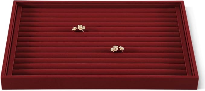Dansmiy Linen Stackable Ring Ear Studs Display Tray, Premium Rings Storage Tray, Jeweler Shop Counter Showcase Table Top Organizers, Makeup Table Drawer Insert Jewelry Tray
