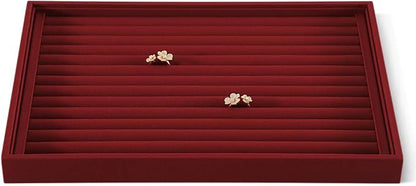 Dansmiy Linen Stackable Ring Ear Studs Display Tray, Premium Rings Storage Tray, Jeweler Shop Counter Showcase Table Top Organizers, Makeup Table Drawer Insert Jewelry Tray