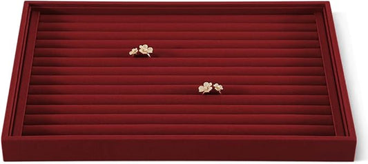 Dansmiy Linen Stackable Ring Ear Studs Display Tray, Premium Rings Storage Tray, Jeweler Shop Counter Showcase Table Top Organizers, Makeup Table Drawer Insert Jewelry Tray