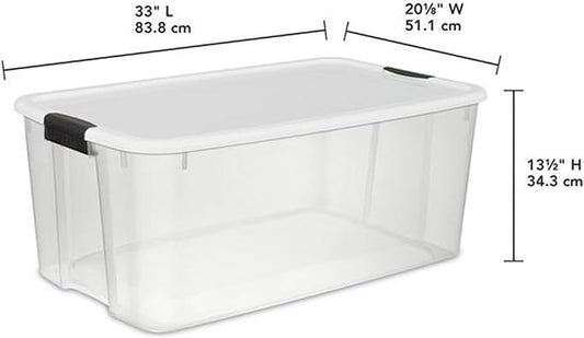 Sterilite 16-Pack Ultra Latching Box, Storage Bins with Lids, Clear Plastic, 116 Quart - Heavy-Duty Organizing Containers for Closet, Bathroom, and Office