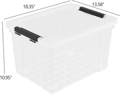 Neadas 40 Quart Plastic Storage Bin with Lid, Clear Storage Tote Bin, Pack of 4