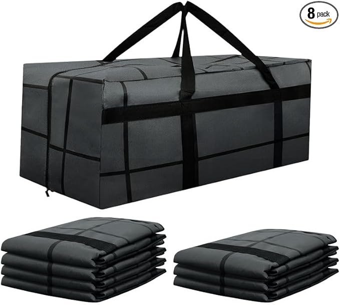 8Pack Extra Large Heavy Duty Moving Bags with Zippers & Reinforced Handles Heavy-Duty Storage Totes – Moving Boxes for Clothes, College Supplies, and Moving – Waterproof & Foldable (Extra Large)