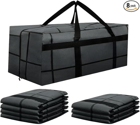 8Pack Extra Large Heavy Duty Moving Bags with Zippers & Reinforced Handles Heavy-Duty Storage Totes – Moving Boxes for Clothes, College Supplies, and Moving – Waterproof & Foldable (Extra Large)