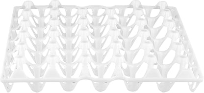 SINJEUN 15 Pack Plastic Egg Tray, 30 Cells Plastic Egg Flats, Stackable Eggs Crates for Storing, Sorting, and Shipping Multiple Eggs, White