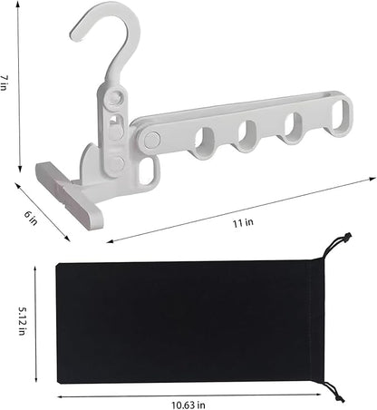 WaWacomp1PC Portable Folding Clothes Drying Rack and 5 Pcs Foldable Hangers which is a Great Combo for Travel, Hotels, Camping, with a Large Storage Bag