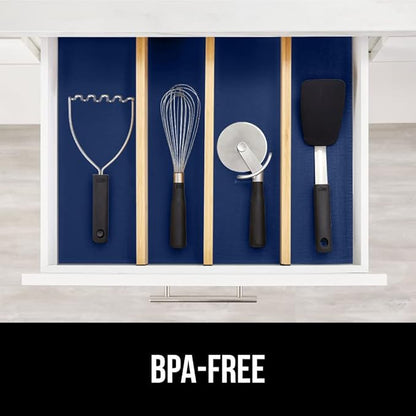 GORILLA GRIP Slip Resistant Drawer and Shelf Liner 2 Pack, Non Adhesive Water Resistant, Easy Clean and Trim, Smooth Surface Liners for Kitchen Cabinet, Shelves, Drawers, Pantry, 17.5 IN x 20 FT, Navy