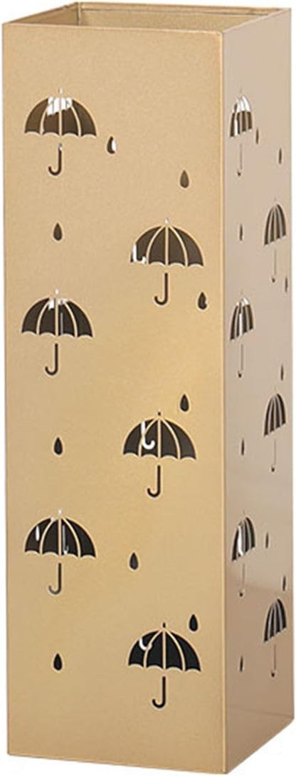 Commercial Metal Umbrella Holder Corridor Entrance Metal Large Capacity Umbrella Storage Shelf Indoor Large-Capacity Square Umbrella Stand Rack Metal Umbrella Stand for Entryway(Gold)