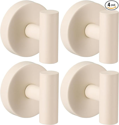 warlve Heavy Duty Reusable Suction Cup Hooks for Shower - No Drill Bathroom/Glass/Mirror/Tiles & Metal Surfaces,and Smooth Non-Porous Surfaces for Towels, Robes, Loofahs (4, Milk White)