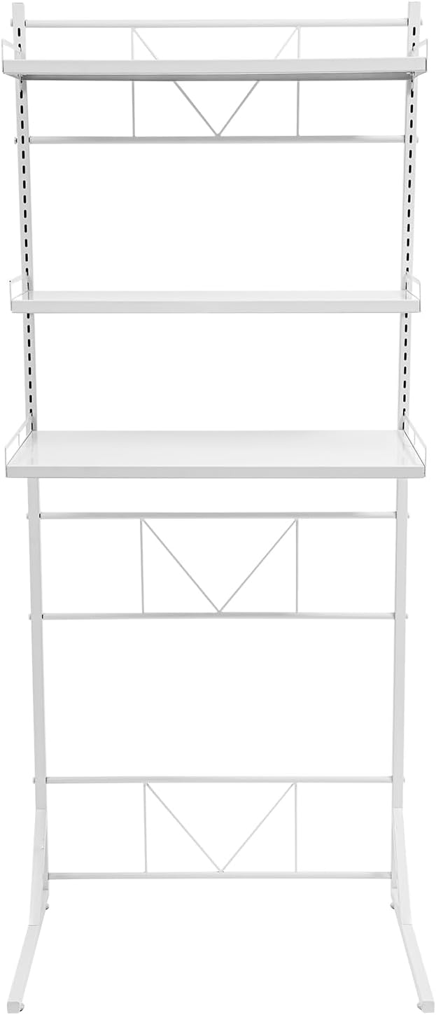 Eapmic Over The Washer and Dryer Storage Shelves, Laundry Room Standing Shelf, 3 Tier Expandable Washer and Dryer Rack with Adjustable Height, Over Toilet Washing Machine Width Within 25.2" (White)