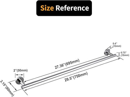 Polished Stainless Steel 30-Inch Towel Bar Towel Rack Wall Mounted Towel Rail Towel Rod for Bathroom Modern Style