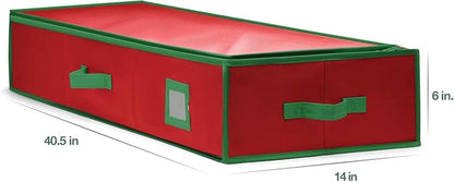 Premium Wrapping Paper Organizer Storage | Gift Wrap Holder With Extra Pockets for Christmas Decorations, Reinforced Handles, Heavy Duty, Ultra-Durable, Tear-Proof Fabric - Fits Up to 27 Rolls (Red)