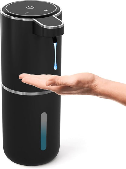 MTYGK Automatic Soap Dispenser Touchless,Liquid Hand Soap Dispenser 12.8oz USB 4levels Adjustable Dispenser Electric Wall Mounted Smart for Bathroom and Kitchen Dish Soap，Easy for Toddlers(Black)