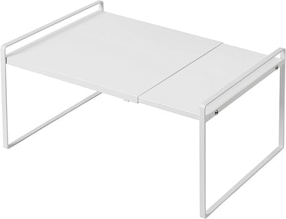 Nxconsu Expandable Cabinet Shelf Organizer Riser for Kitchen Pantry Cupboard Under Sink Countertop Home Storage Organization Rack Space Saver Freestanding Heavy Duty Nonslip Stackable White X Large