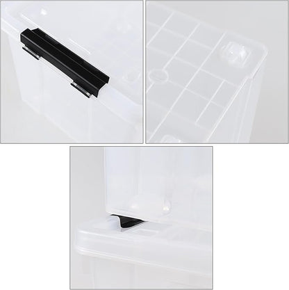 Neadas 50 Quart Plastic Storage Bins with Lids and Wheels, Large Clear Plastic Storage Totes, 4 Pack