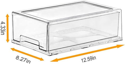 SIMPEXPE Stackable Storage Drawer, Clear Pull Out Plastic Food Fridge Organizer Bins for Home Office Pantry Shelf Organization
