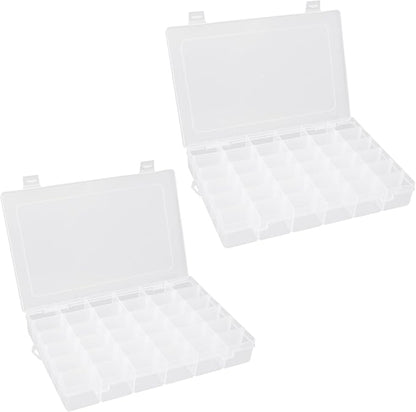 OALCQ 36 Grids 2 Pcs Bead Organizer and Storage Tackle Box for Rock Collection, Washi Tape, Small Items - Plastic Container