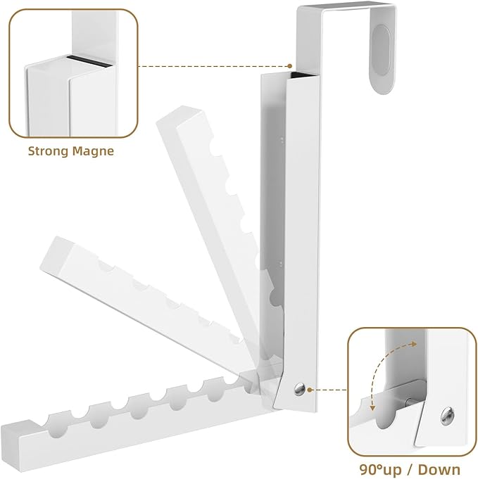 WLCSNG 2 Pack Over The Door Hanger, Folding Over The Door Drying Rack for Laundry, Door Hanger for Clothing, Over The Door Hooks, Door Clothes Drying Rack,Portable Compact & Travel-Ready,White