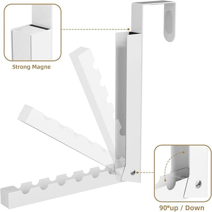 WLCSNG 2 Pack Over The Door Hanger, Folding Over The Door Drying Rack for Laundry, Door Hanger for Clothing, Over The Door Hooks, Door Clothes Drying Rack,Portable Compact & Travel-Ready,White