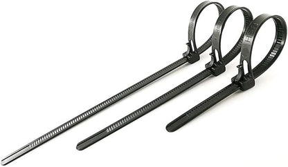 HS Reusable Zip Ties Assorted 6 8 10 Inch (200 Pack) Releasable Nylon Cable Zip Ties 50 Lbs Tensile Strength,Thick Reusable Wire Ties Outdoor Indoor Purpose