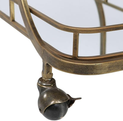 Uttermost Stassi 33" Wide Antiqued Gold Serving Bar Cart