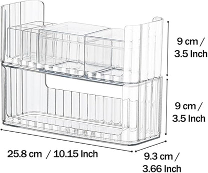 MORNITE 2-Tier Medicine Cabinet Shelves Organizer, Makeup Storage Holder Compartments, Shelf Trays for Bathroom Cabinet Wall, Counter, Vanity, Kitchen - Clear