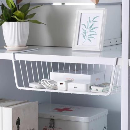 Under Shelf Storage Basket, Pantry Organizers and Laundry Room Organization Under Cabinet Multipurpose Metal Wire Basket for Kitchen, Office Desk (26cm/10.2in)