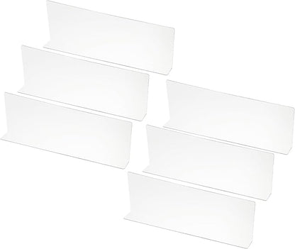 PATIKIL 6 Pack Shelf Dividers for Closet Organization, 13.8x1.57x4.7 Acrylic Closets Separator Kitchen Cabinet Shelves Under Bed Blocker for Bedroom Kitchen Office, Clear