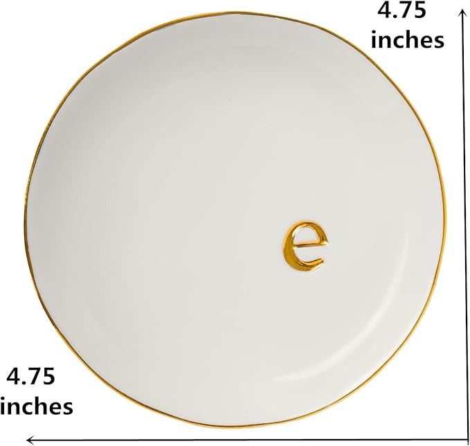 COMMGOAL Ceramic Ring Holder for Jewelry, Jewelry Tray, Ring Dish, Aesthetic Room Decor, Engagement Gifts Bride Gifts Wedding Gifts for Women, White, 4.75"(E)