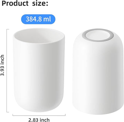 MOPMS Toothbrush Cup 13oz 380ml, Unbreakable Reusable Bathroom Tumbler 1Pc, Non-Slip Plastic Bathroom Cup Toothbrush Holders for Bathroom White