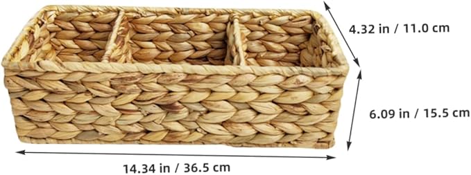 ABOOFAN Seagrass Box Rattan Storage Basket Handwoven Woven Storage Basket for Shelves and Desk