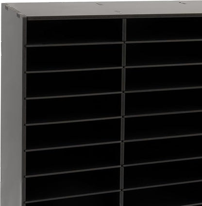 36 Slots Mail Sorters for Office, PVC Literature Organizer with Removable Shelves, Door-Less Mail Center Paper Storage Cabinet for Files Magazines Documents, 9.3 * 2.4in Each Slot (36 Slots - Black)
