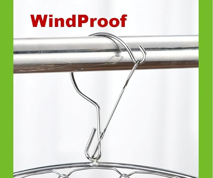 Quick Release Arc Stainless Steel Laundry Drying Rack with 8 Clips,Swivel Hook Wind-Proof Clothes Hanger Rack for Sock, Bras, Underwear, Laundry Accessories